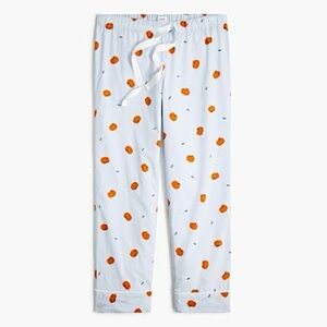 J.Crew rolled cuff fall pumpkin print pajamas sleep pants shale blue size M